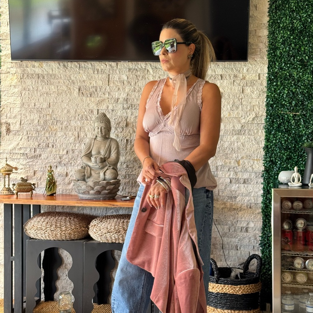 Elegant Lace Trimmed Pink Top